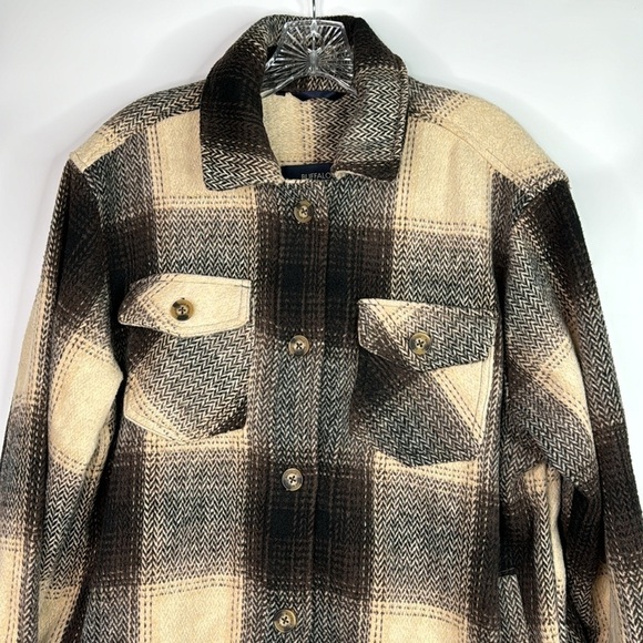 Buffalo David Bitten Brown Plaid Button Up Shacket Large - Picture 2 of 10